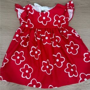 Red Floral Dress with White Flowers